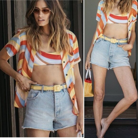 ROLLA’S Original Short City Bleach Light 26 Wash High Rise Cut Off Jean Shorts - Picture 2 of 16